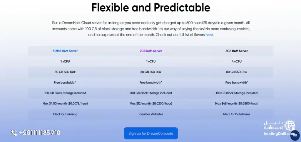خطط واسعار الاستضافة السحابية من dreamhost