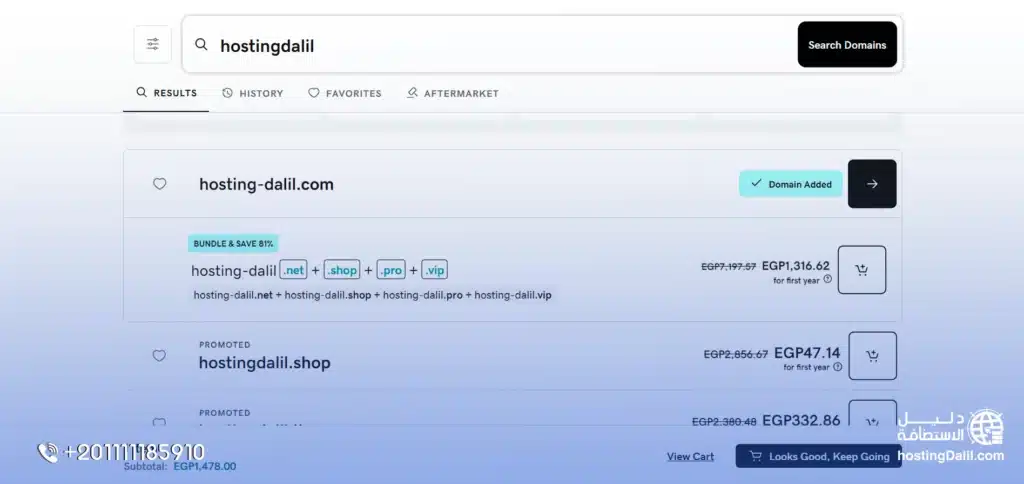طريقة حجز دومين من جودادي 3 - اضافة دومين جودادي للسلة