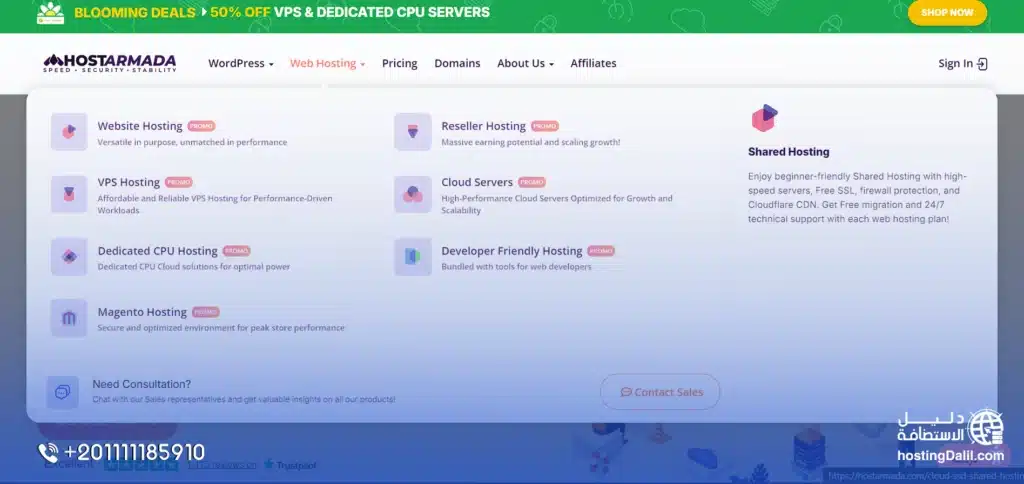 أنواع خطط الاستضافة في hostarmada