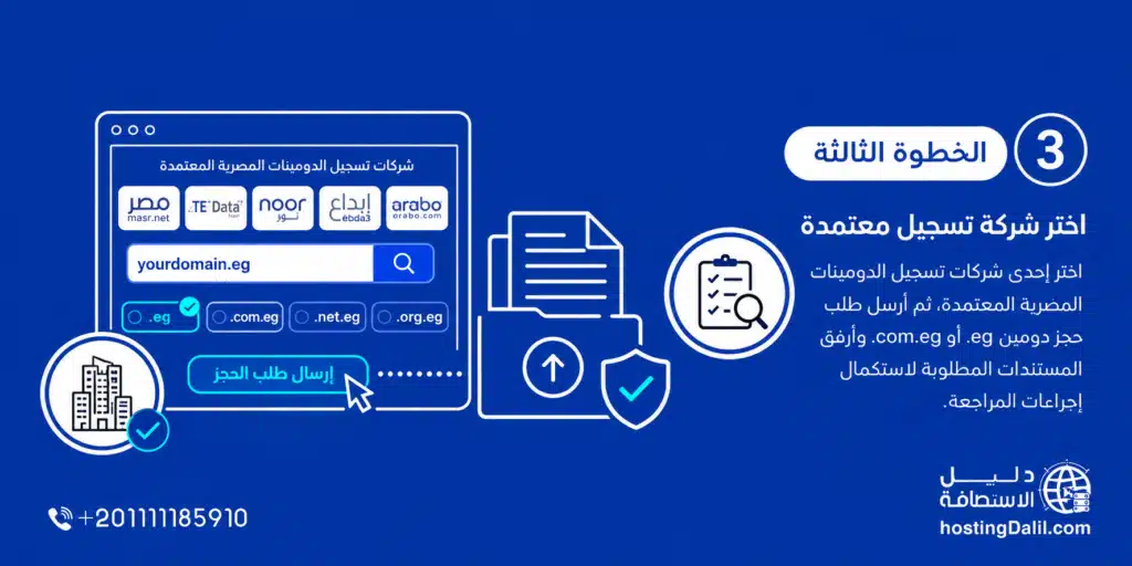 الخطوة الثالثة في حجز دومين eg