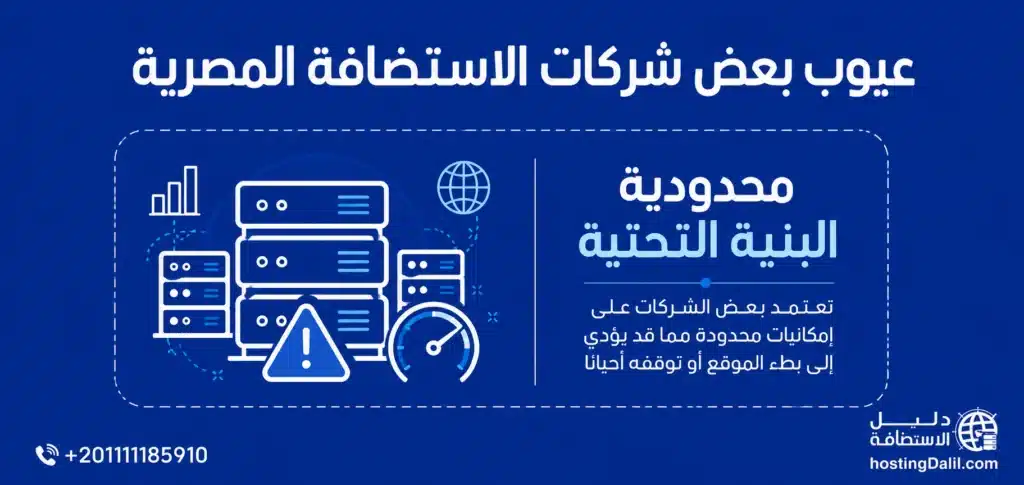 عيوب بعض شركات الاستضافة المصرية محدودية البنية التحتية