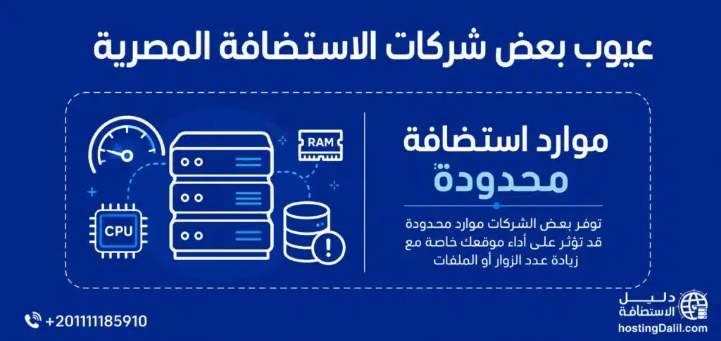 عيوب بعض شركات الاستضافة المصرية موارد استضافة محدودة