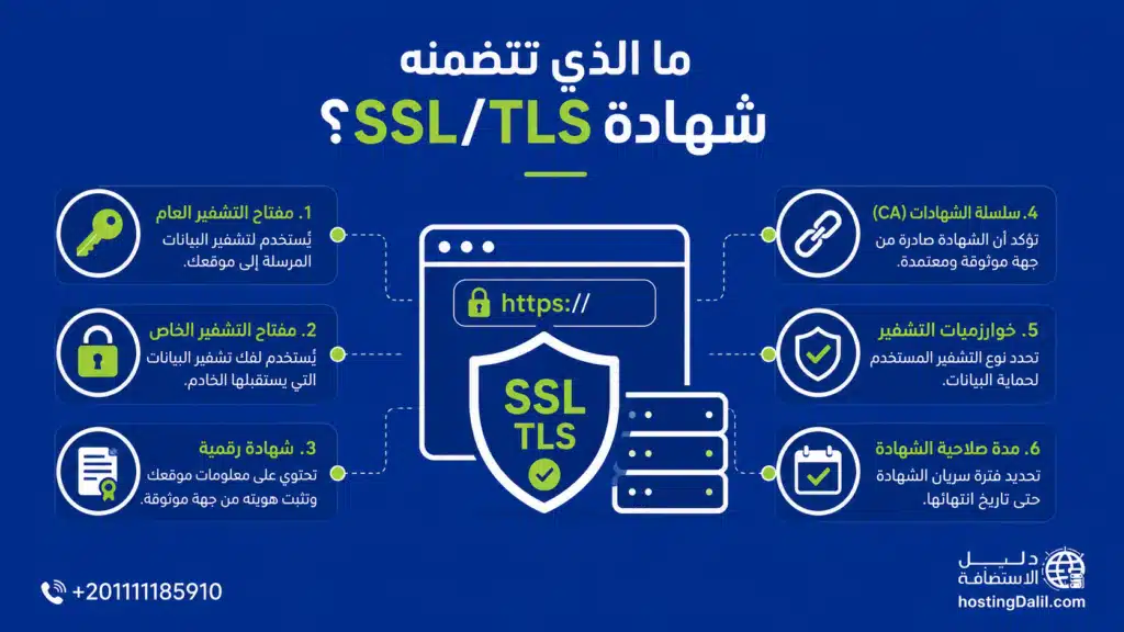 ما الذي تتضمنه شهادة SSL/TLS؟
